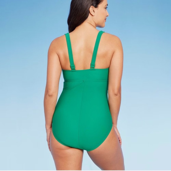 NWT NEW Kona Sol Green Full Coverage One Piece Tummy Control Swimsuit LG 12/14 - Picture 4 of 15